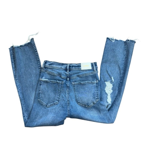 Express High Rise Cropped Flare Women’s 4R Distressed Jeans Medium Wash Denim - Picture 1 of 12